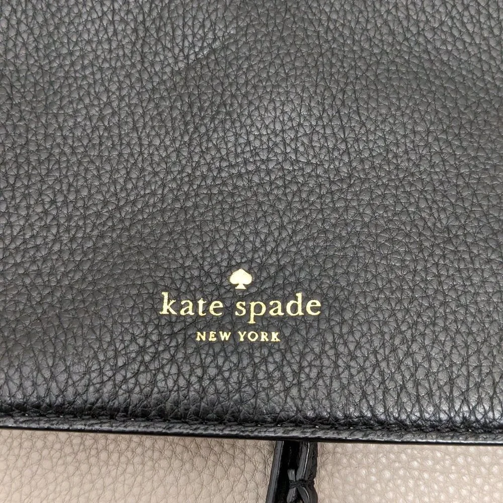Kate Spade New York Leila Pebble Leather Drawstring Flap Backpack Beige Black
